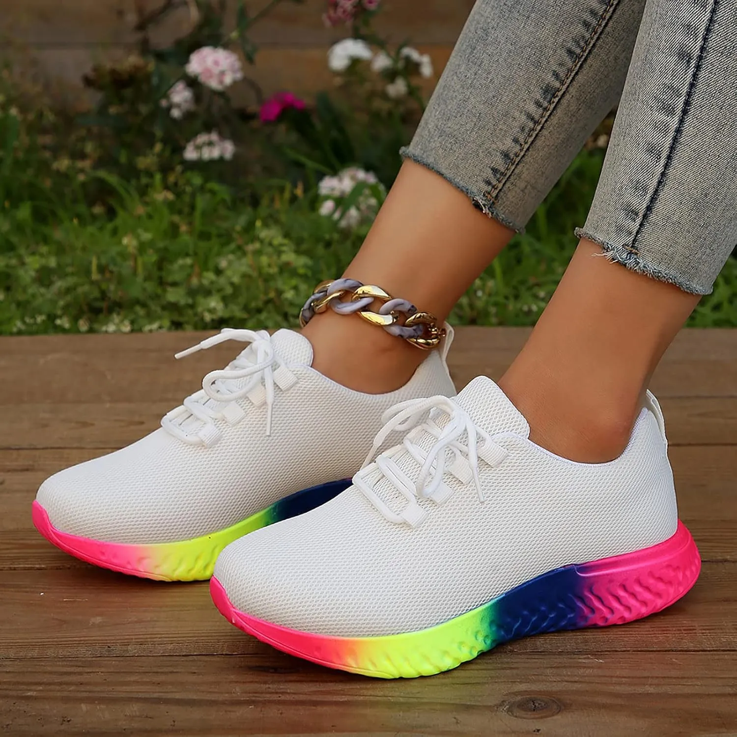 Chunky Platform High Sneakers for Women Women's Hiking Shoes Lightweight Slip On Shoes for Elderly Women Wide Width Womens Fashion Sneakers 2023 Retro Zapatos De Mujer Antideslizante para Cocina