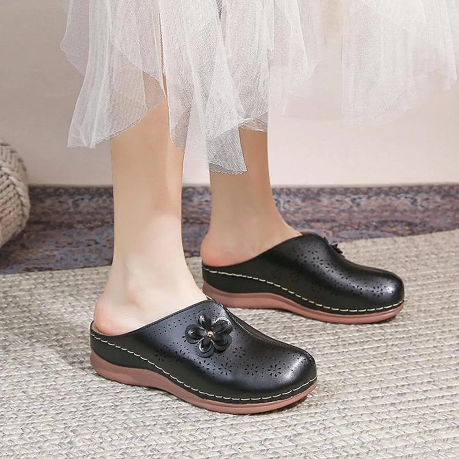 Clogs for Women Close Toe Orthopedic Sandals with Arch Support Summer Slip On Wedge Sandals Comfortable Buckle Slingback Mules