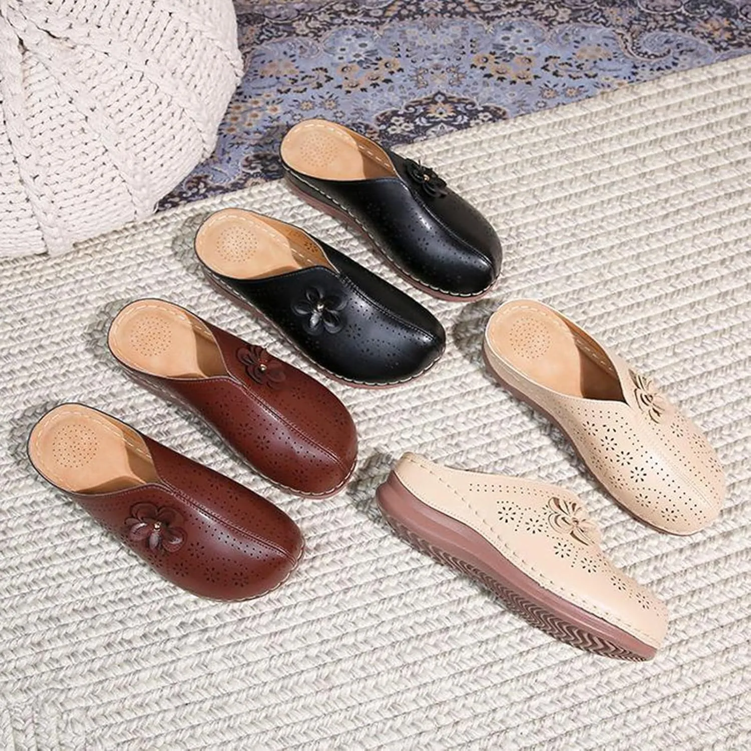 Clogs for Women Close Toe Orthopedic Sandals with Arch Support Summer Slip On Wedge Sandals Comfortable Buckle Slingback Mules