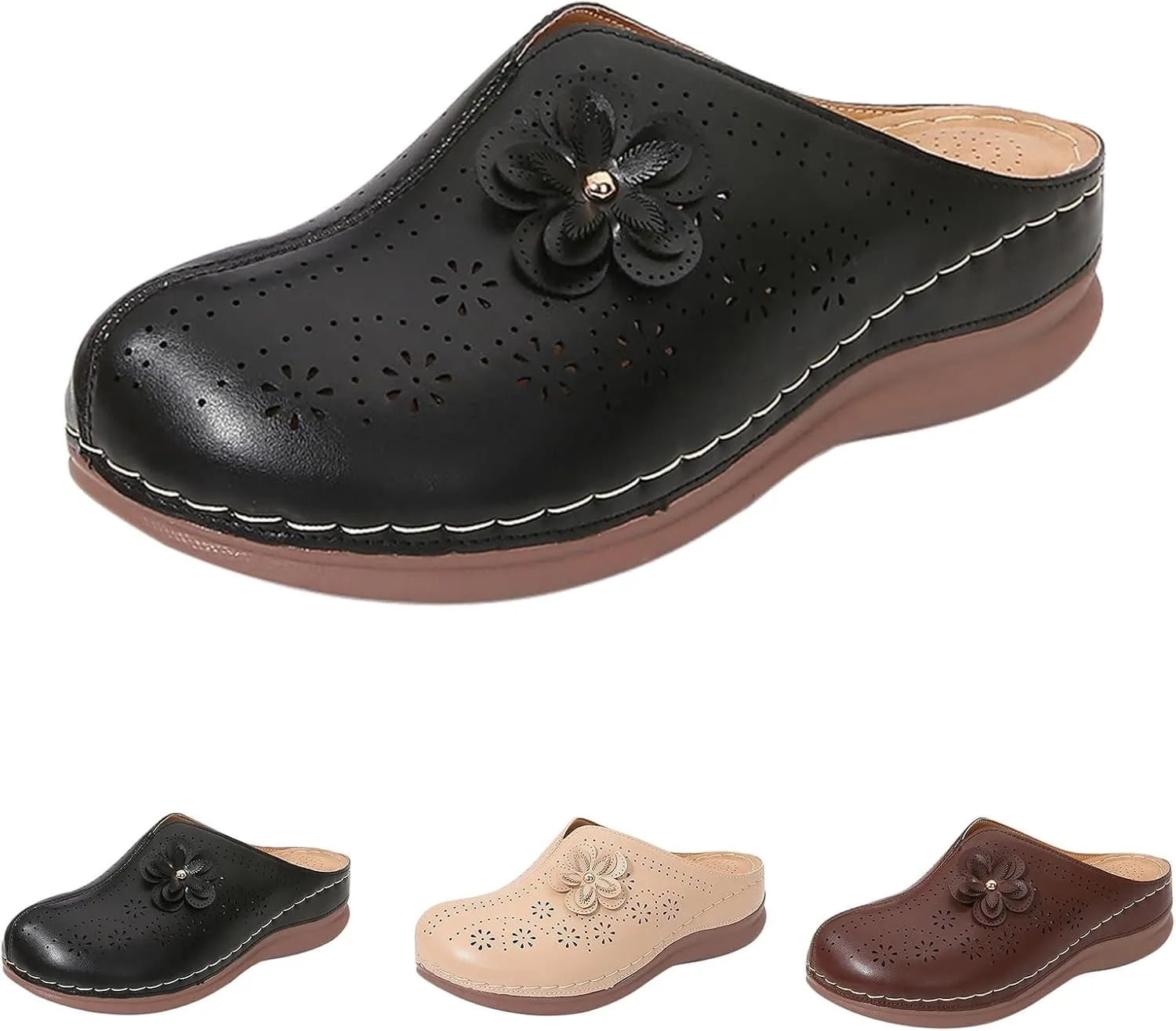 Clogs for Women Close Toe Orthopedic Sandals with Arch Support Summer Slip On Wedge Sandals Comfortable Buckle Slingback Mules