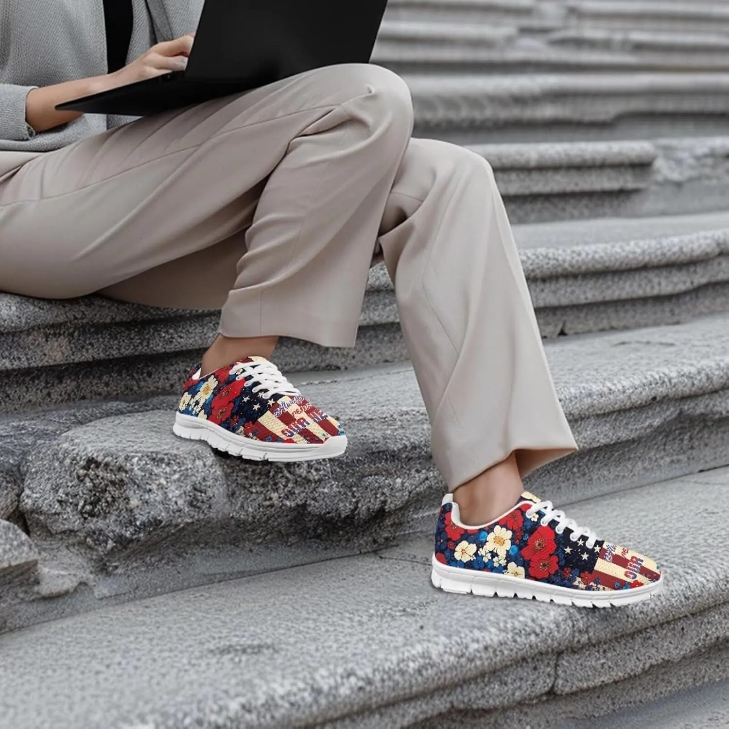 Coloranimal Spring Summer Gift Flats for Women Men Running Walking Sneakers