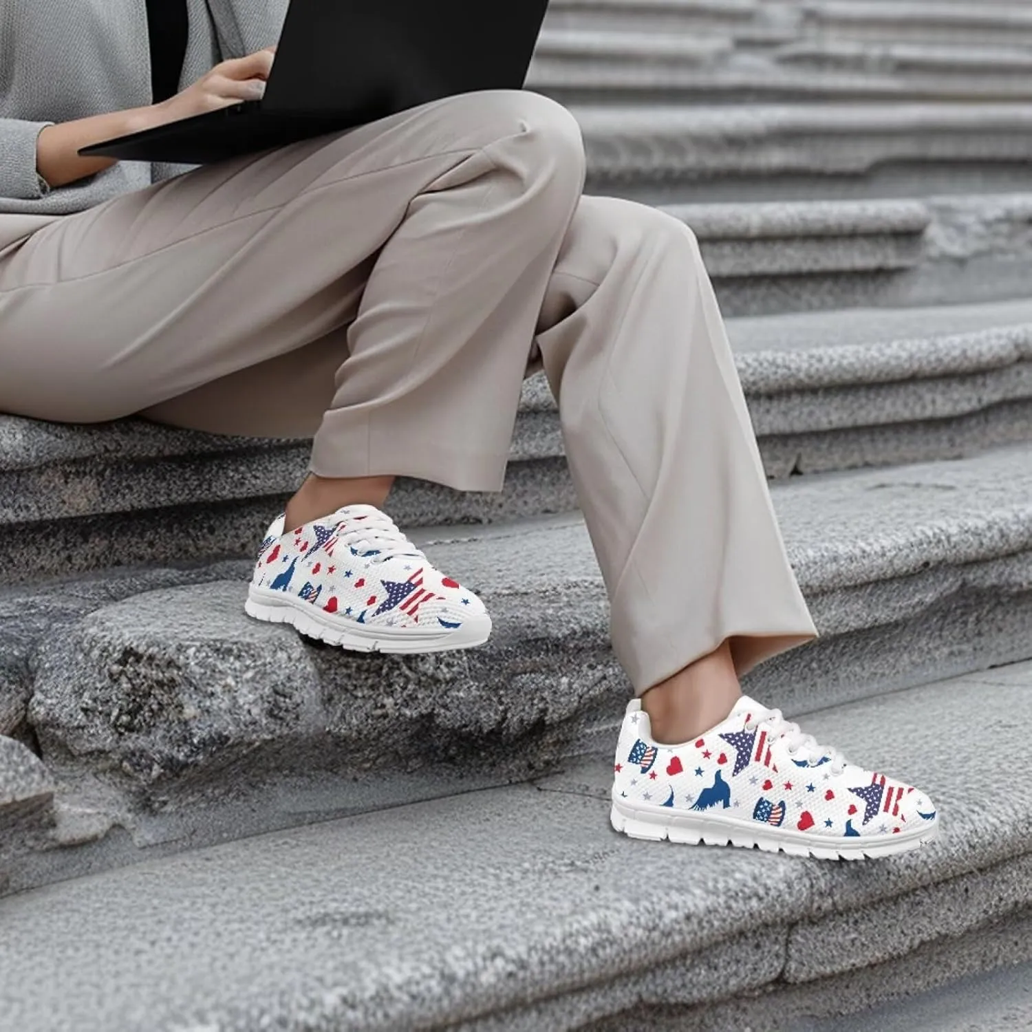 Coloranimal Spring Summer Gift Flats for Women Men Running Walking Sneakers