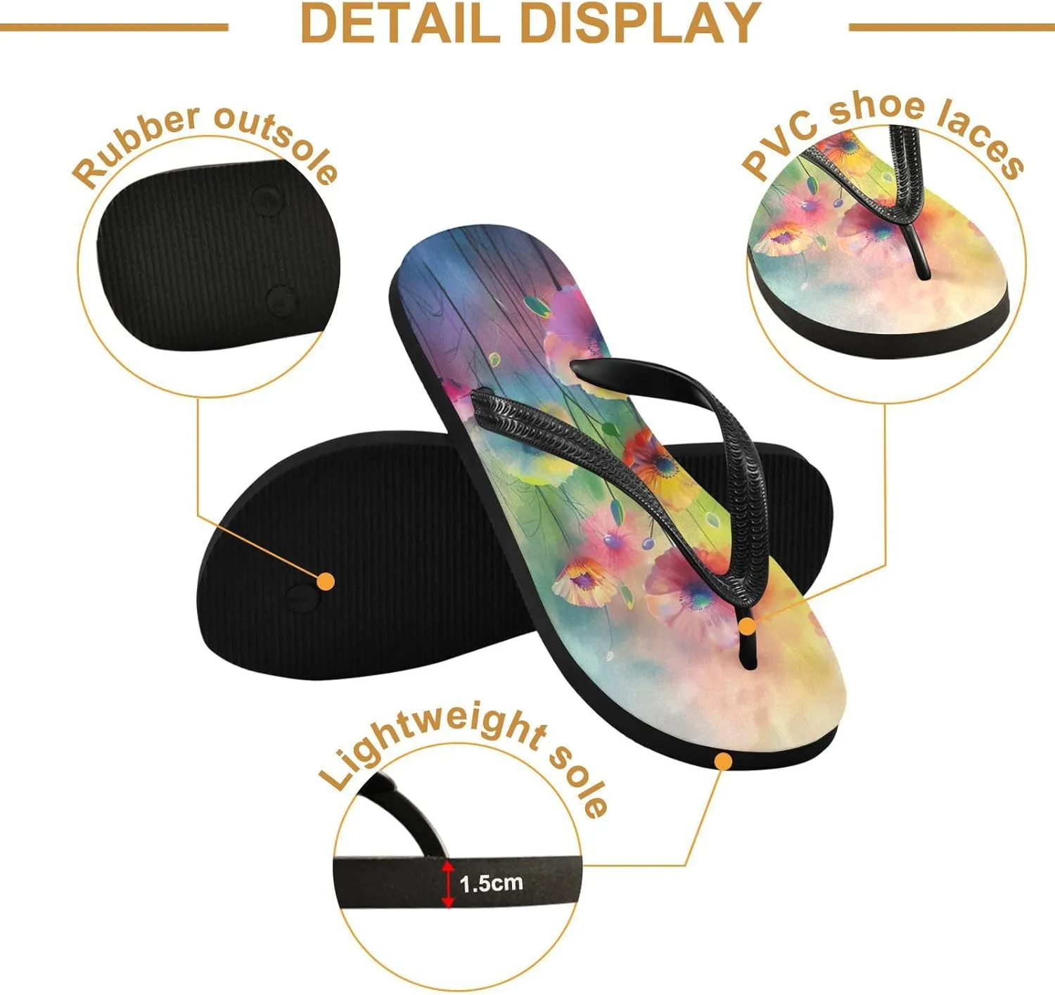 Colorful Flowers Painting Flip Flop Sandal Men's and Women's Summer Sandal | Beach & Water Shoes509