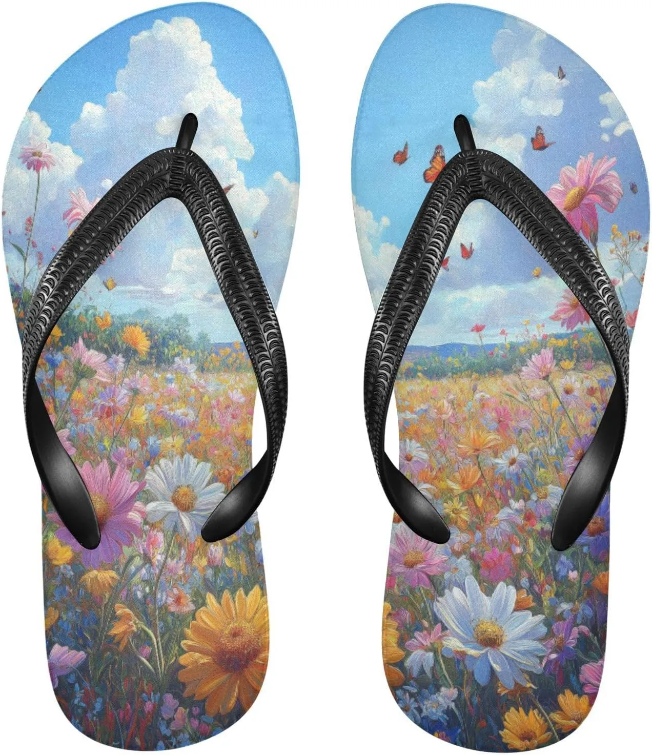 Colorful Wildflowers Meadow Flip Flop Sandal Men's and Women's Summer Sandal | Beach & Water Shoes943