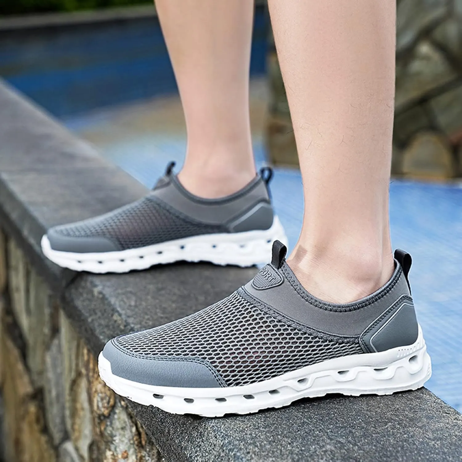 Couple Sports Shoes Spring and Summer New Pattern Fashion Simple Mesh Breathable Men's Leather Sneaker
