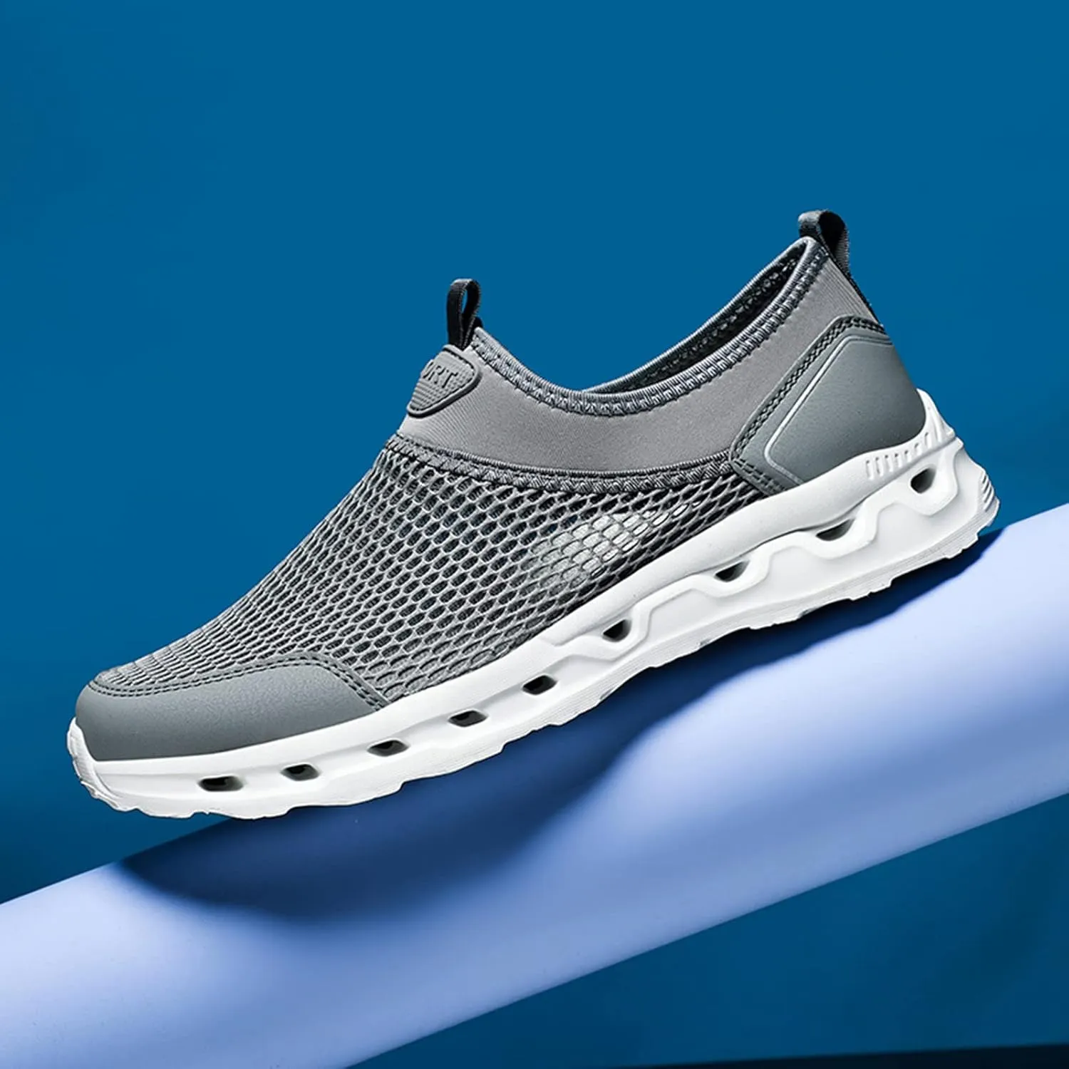 Couple Sports Shoes Spring and Summer New Pattern Fashion Simple Mesh Breathable Men's Leather Sneaker