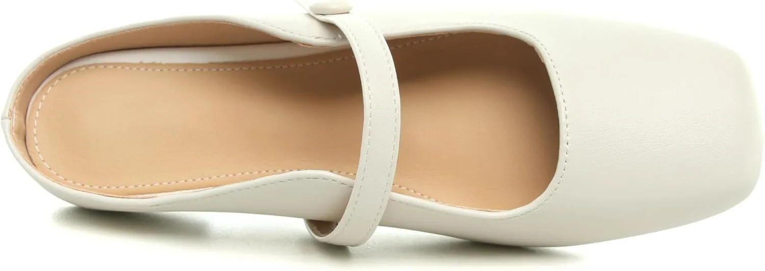 Dear Time Women's Backless Flats Comfortable Slip-ons Dress Mary Jane Shoes