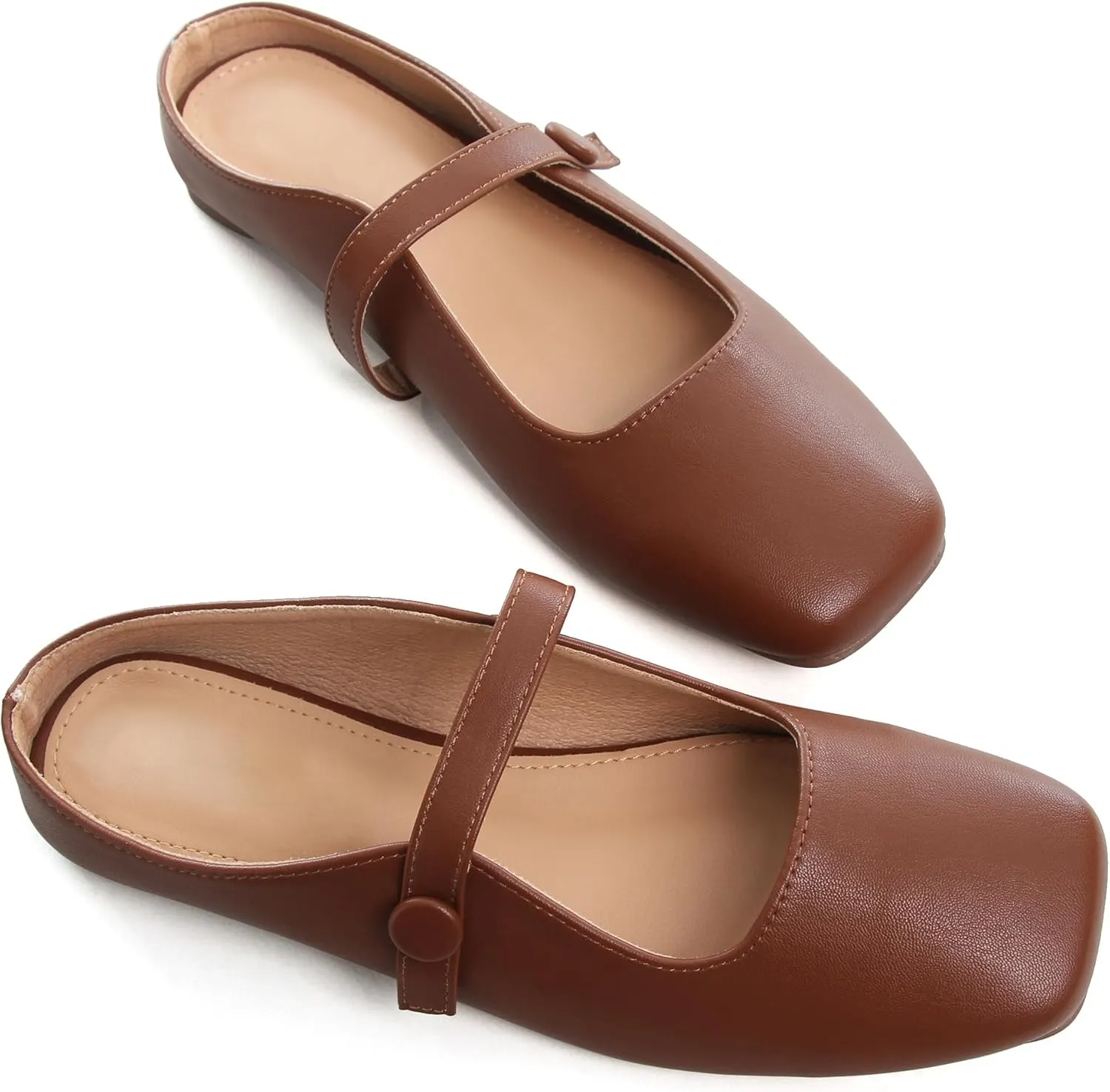 Dear Time Women's Backless Flats Comfortable Slip-ons Dress Mary Jane Shoes