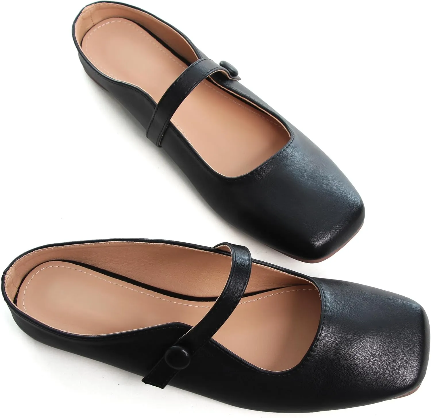 Dear Time Women's Backless Flats Comfortable Slip-ons Dress Mary Jane Shoes