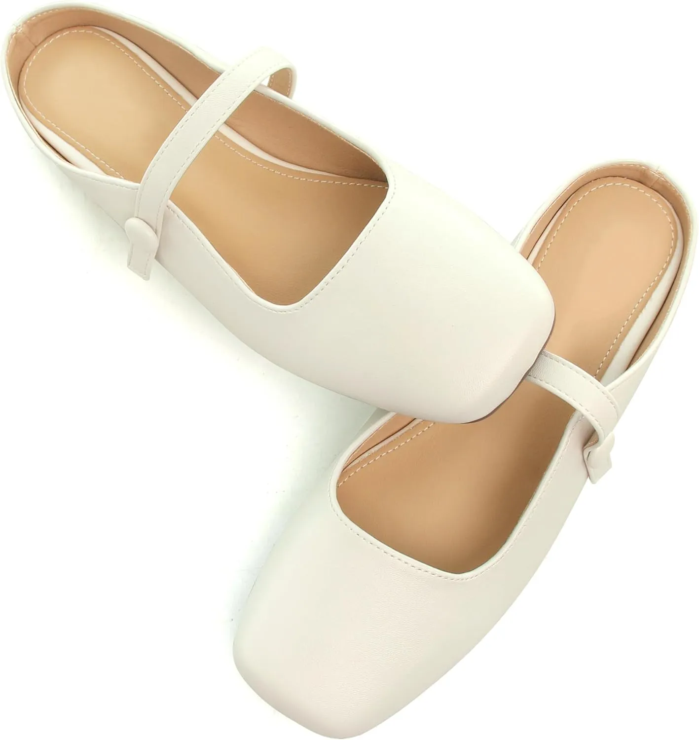 Dear Time Women's Backless Flats Comfortable Slip-ons Dress Mary Jane Shoes