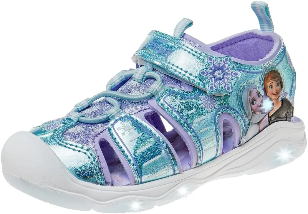 Disney Girls Frozen LED Light Up Sandal - Outdoor Slipon Quick Dry Waterproof Shoe - (Toddler/Little Kid)