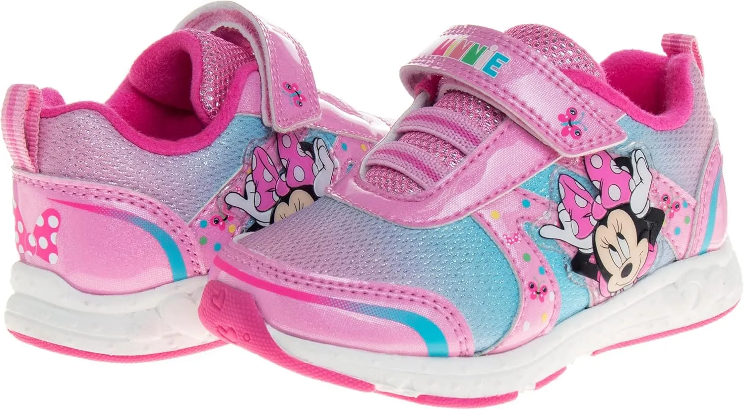 Disney Girls Minnie Mouse Light Up Laceless Running Shoes (Toddler/Little Girl)
