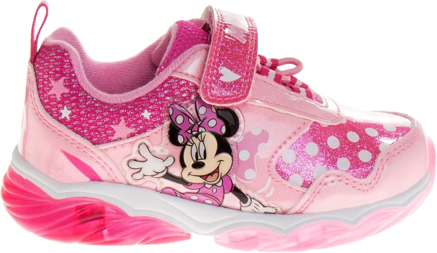 Disney Girls Minnie Mouse Light Up Laceless Running Shoes (Toddler/Little Girl)
