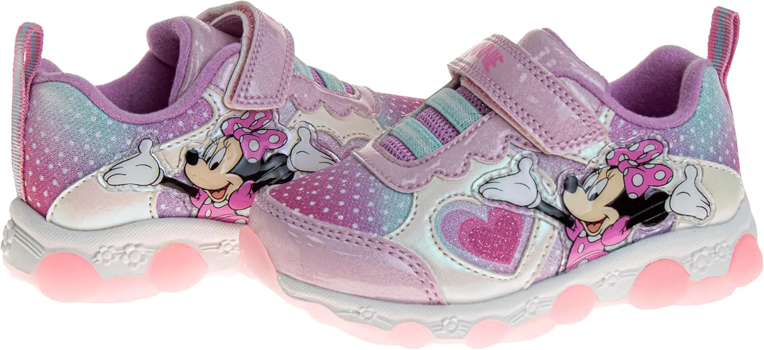Disney Girls Minnie Mouse Light Up Laceless Running Shoes (Toddler/Little Girl)