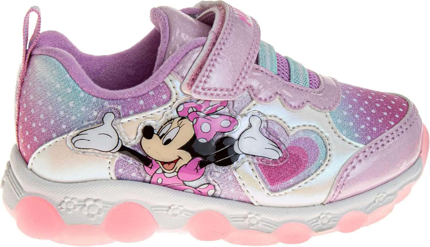 Disney Girls Minnie Mouse Light Up Laceless Running Shoes (Toddler/Little Girl)