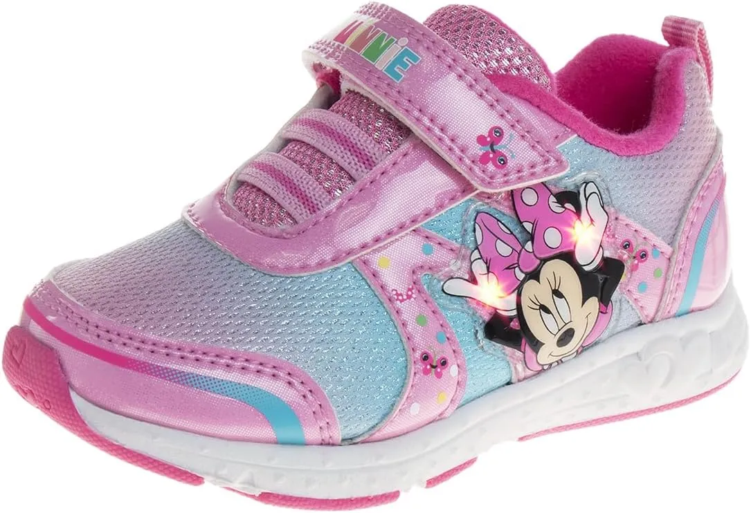 Disney Girls Minnie Mouse Light Up Laceless Running Shoes (Toddler/Little Girl)