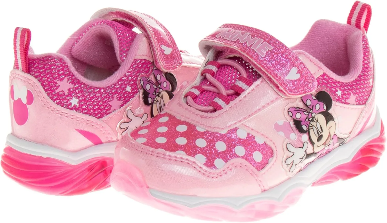 Disney Girls Minnie Mouse Light Up Laceless Running Shoes (Toddler/Little Girl)