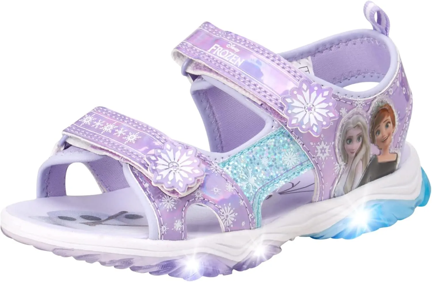 Disney Girls' Sandals – Frozen or Minnie Mouse Double Strap Light Up Sports Sandals (Toddler/Girl)