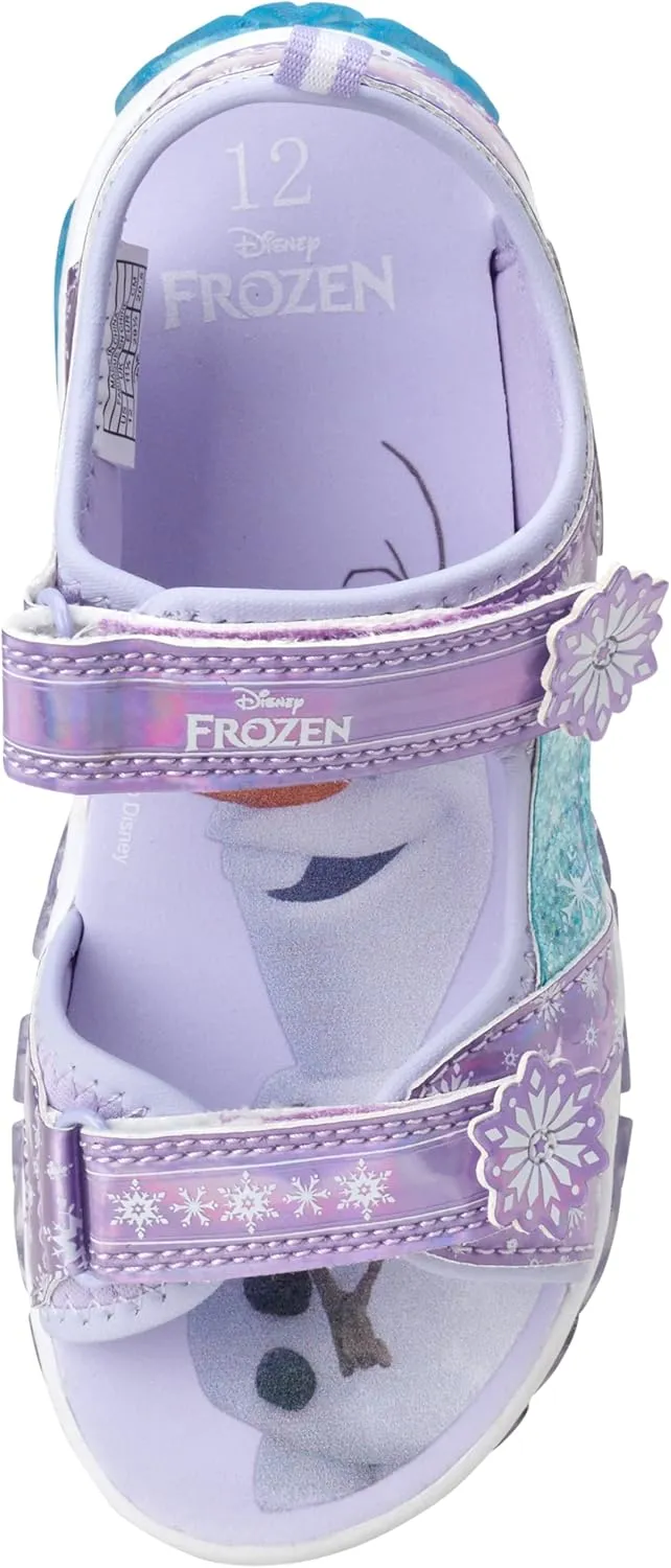 Disney Girls' Sandals – Frozen or Minnie Mouse Double Strap Light Up Sports Sandals (Toddler/Girl)