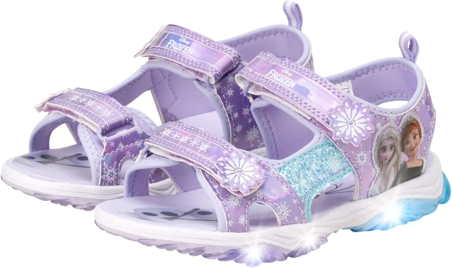 Disney Girls' Sandals – Frozen or Minnie Mouse Double Strap Light Up Sports Sandals (Toddler/Girl)