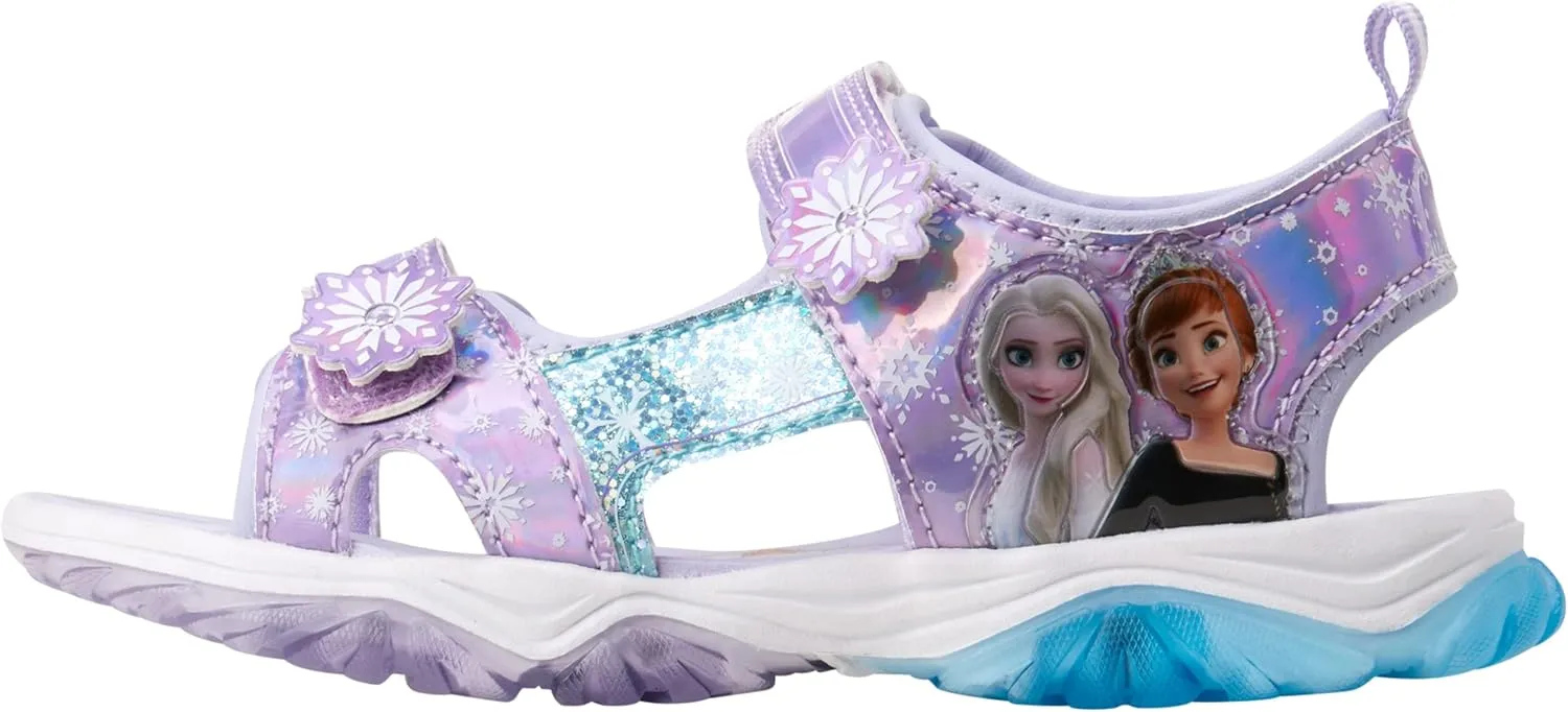 Disney Girls' Sandals – Frozen or Minnie Mouse Double Strap Light Up Sports Sandals (Toddler/Girl)