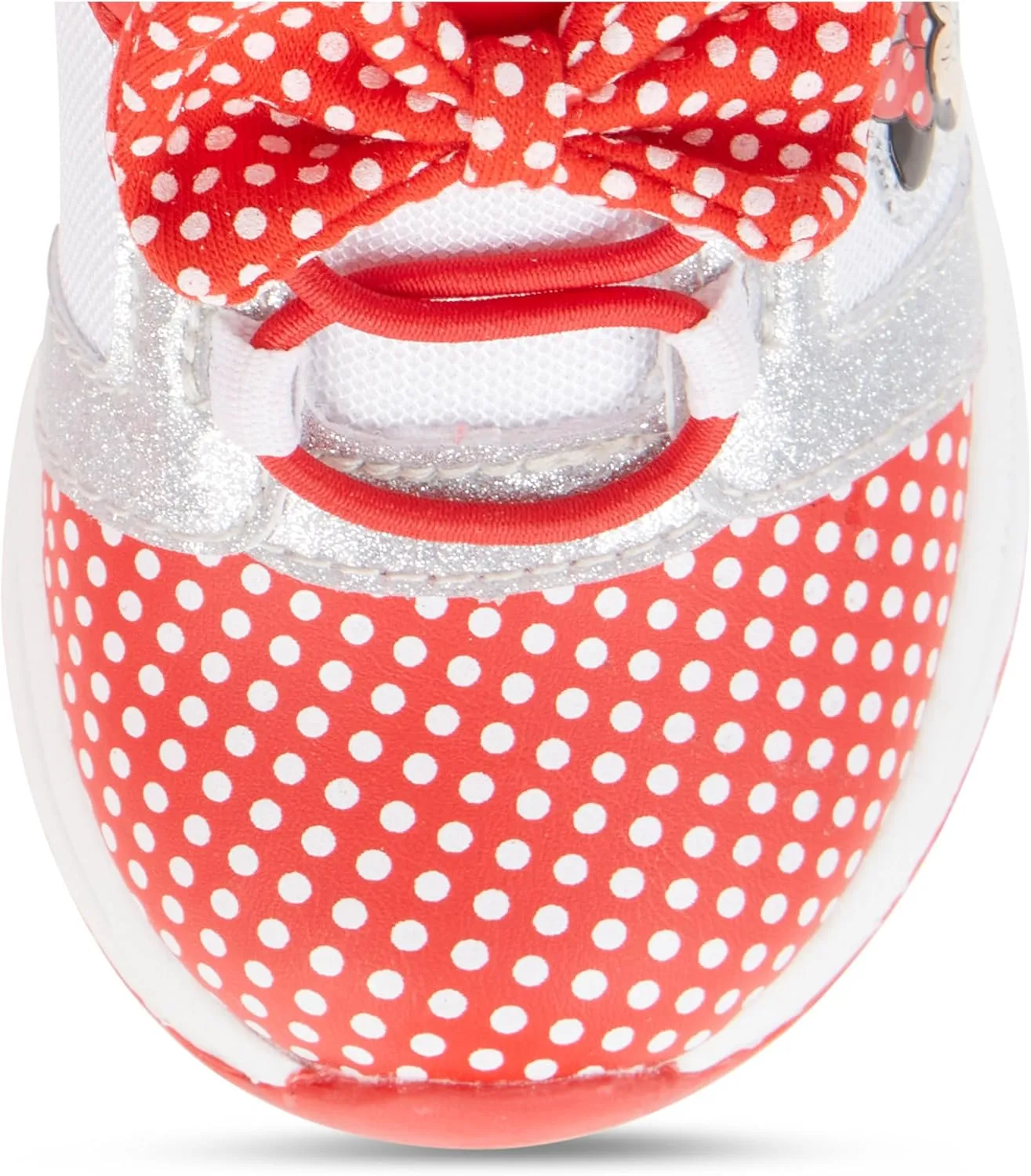 Disney Minnie Mouse Girls Sneakers - Slip On Elastic Lace Sneakers - Minnie Mouse Polka Dot and Bows - Everyday Shoes for Kids