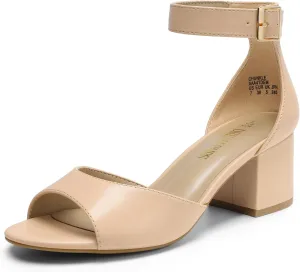 DREAM PAIRS Womens Chunkle Low Heel Pump Ankle Strap Dress Sandal,Size 6,Light nude,CHUNKLE