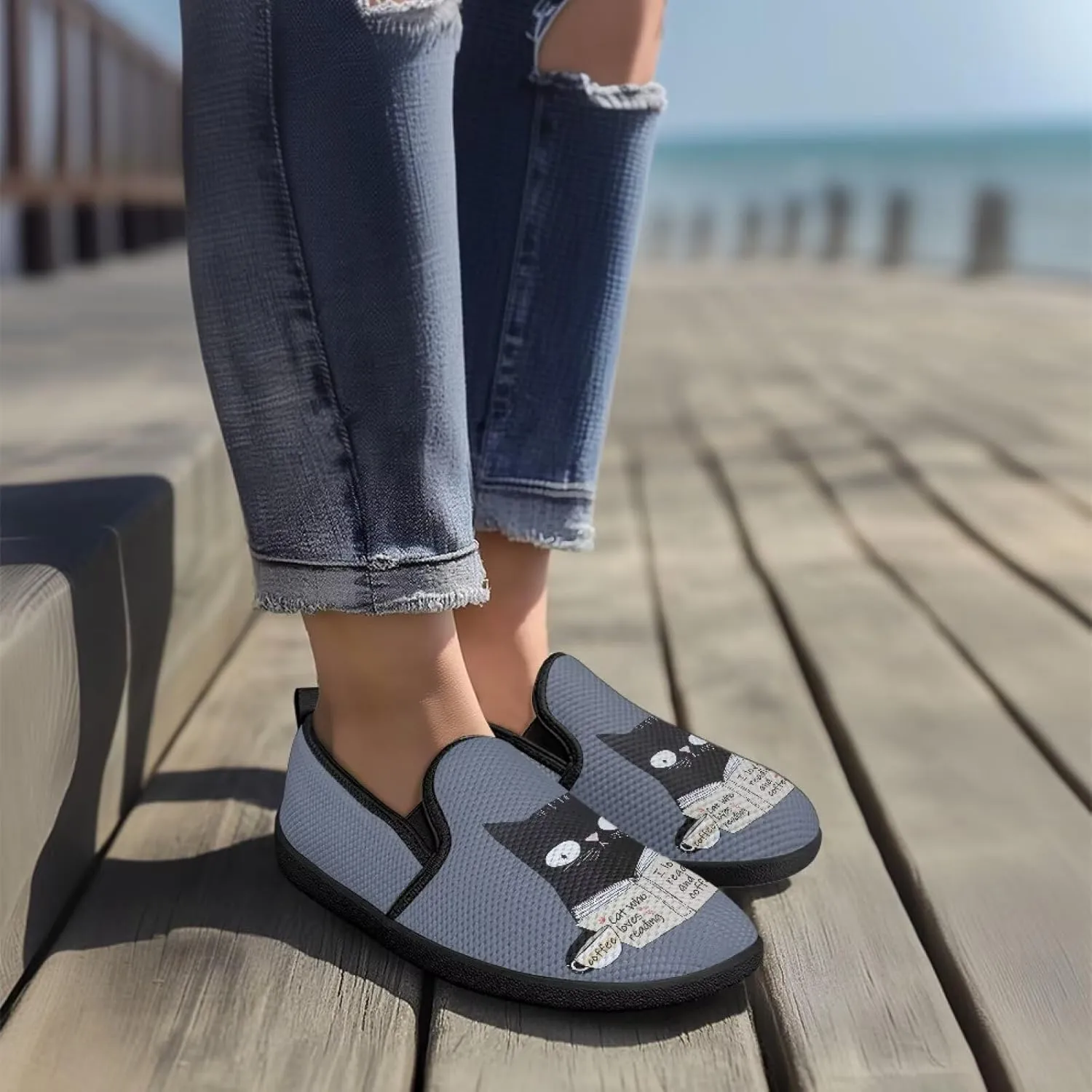 Fashion Sneakers for Women Shoes Lightweight Walking Casual Slip Ons Comfortable Art Painted Soft Athletic Travel Shoes for Ladies Sea Serise US Size 6-11