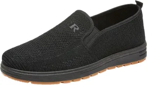 Fashion Spring and Summer Men Casual Shoes Flat Soft Bottom Mesh Breathable Slip On Comfortable Solid Forum Shoes