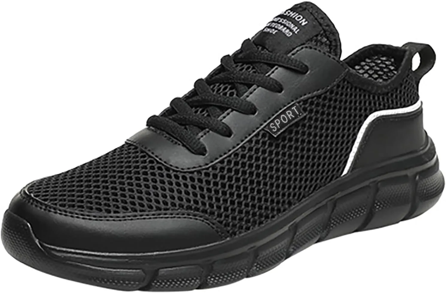 Fashion Spring and Summer Men Sports Shoes Flat Lightweight Mesh Breathable Lace Up Solid Color Casual Sneaker Men
