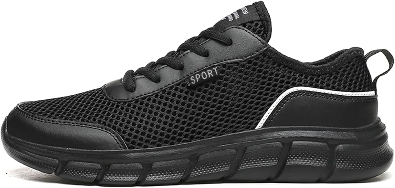 Fashion Spring and Summer Men Sports Shoes Flat Lightweight Mesh Breathable Lace Up Solid Color Casual Sneaker Men