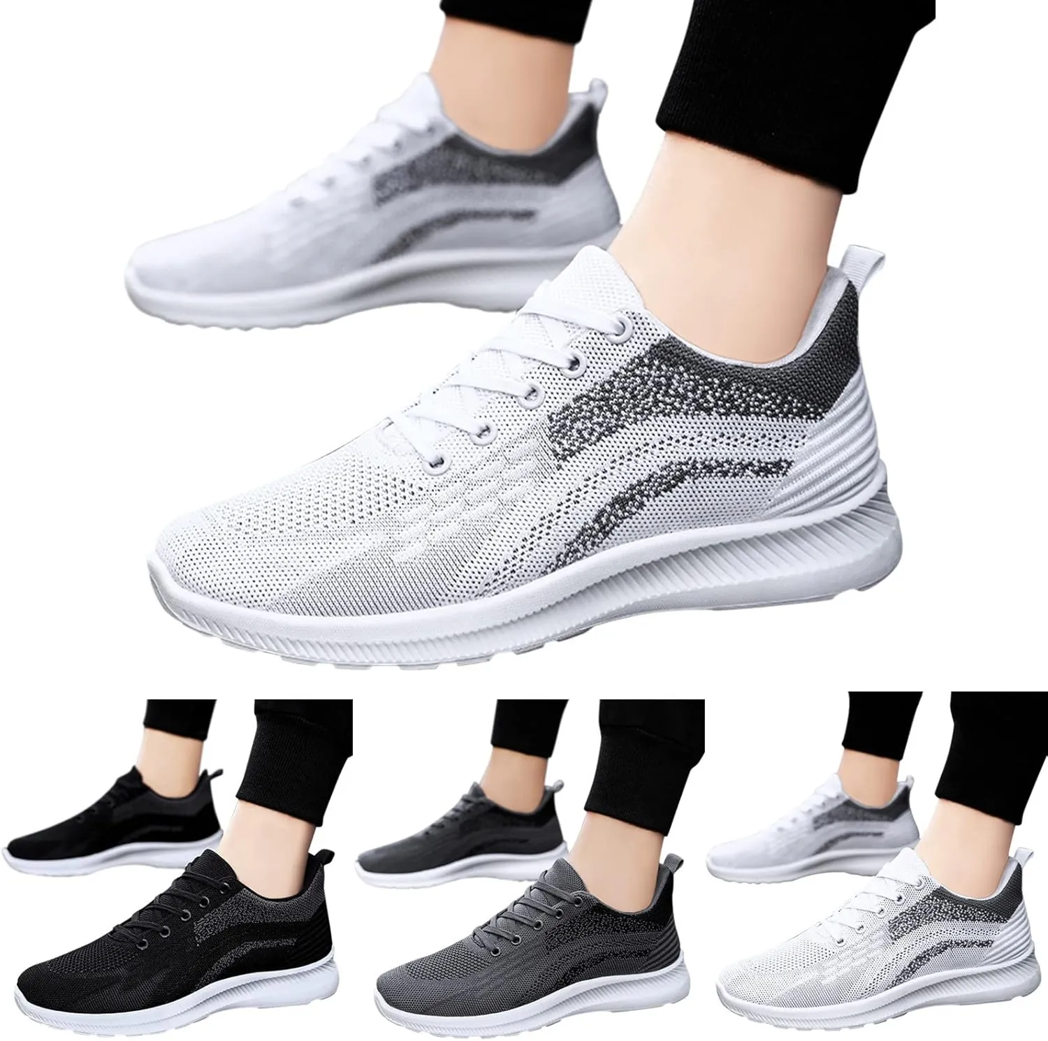 Fashion Spring and Summer Men Sports Shoes Flat Soft Bottom Mesh Breathable Comfortable Lace Up Sneaker Shelves for Men