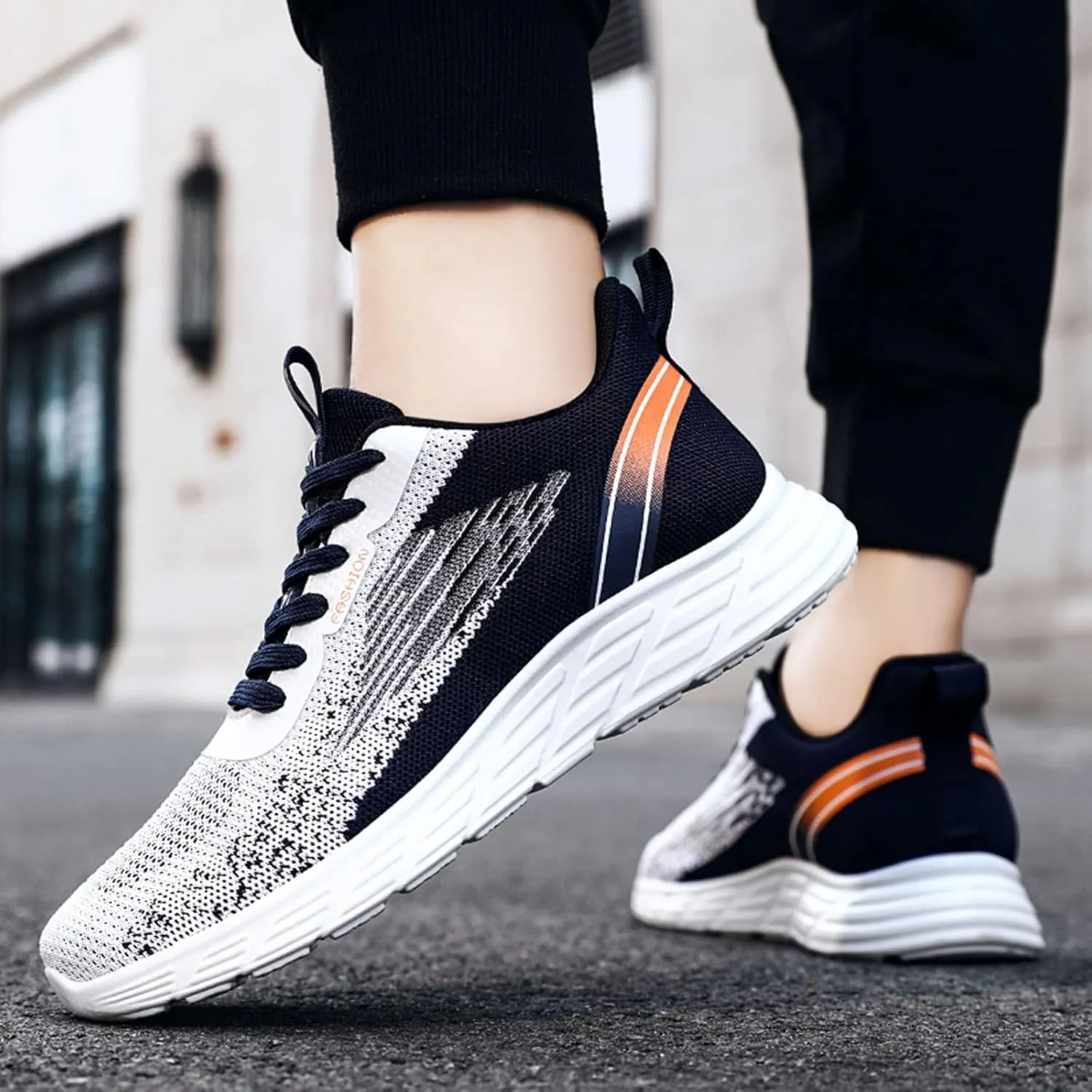 Fashion Spring and Summer Men Sports Shoes Flat Soft Bottom Non Slip Mesh Breathable Lace Up Sneaker for Men Flat Feet