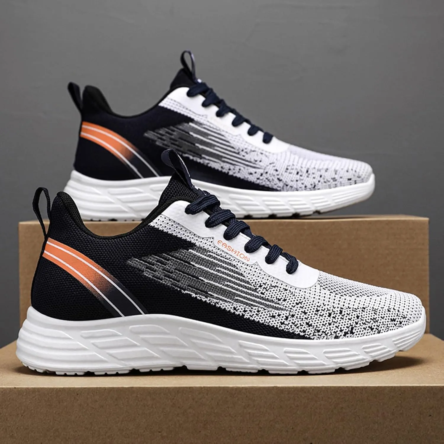 Fashion Spring and Summer Men Sports Shoes Flat Soft Bottom Non Slip Mesh Breathable Lace Up Sneaker for Men Flat Feet
