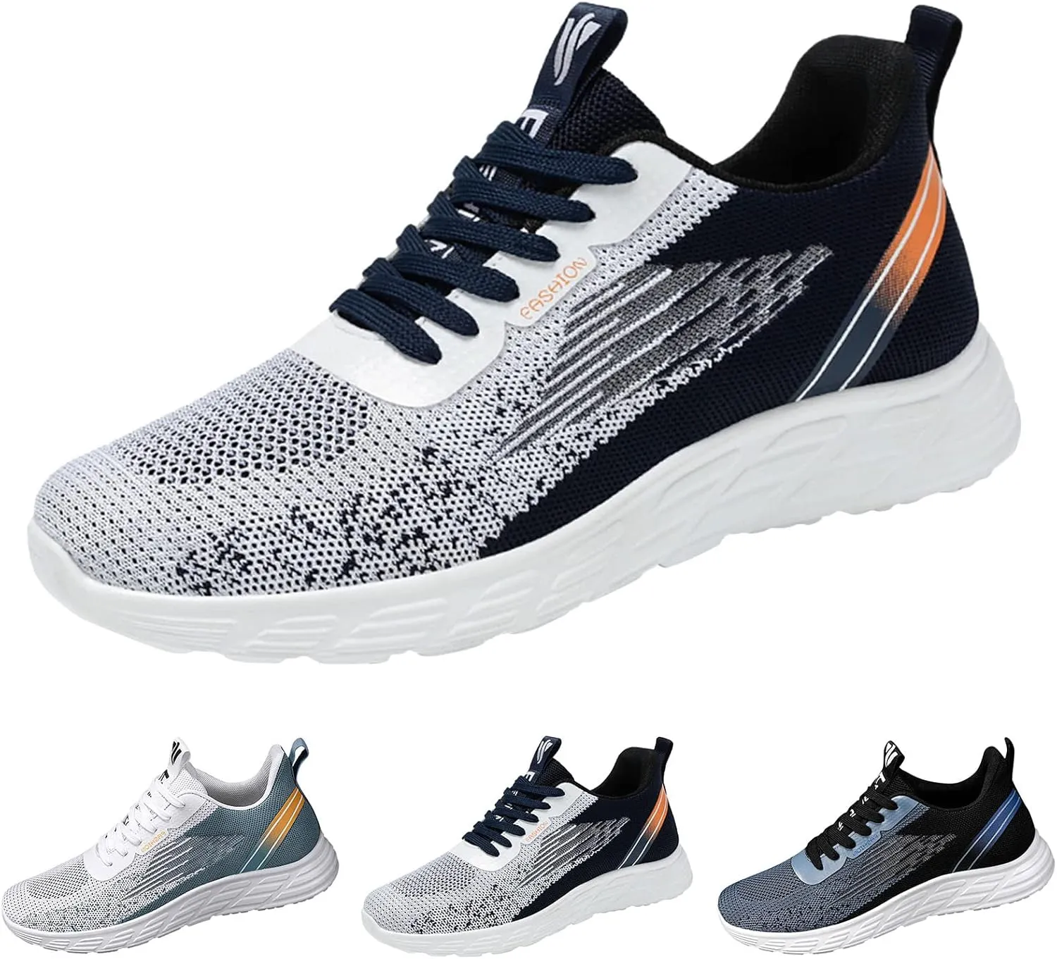 Fashion Spring and Summer Men Sports Shoes Flat Soft Bottom Non Slip Mesh Breathable Lace Up Sneaker for Men Flat Feet