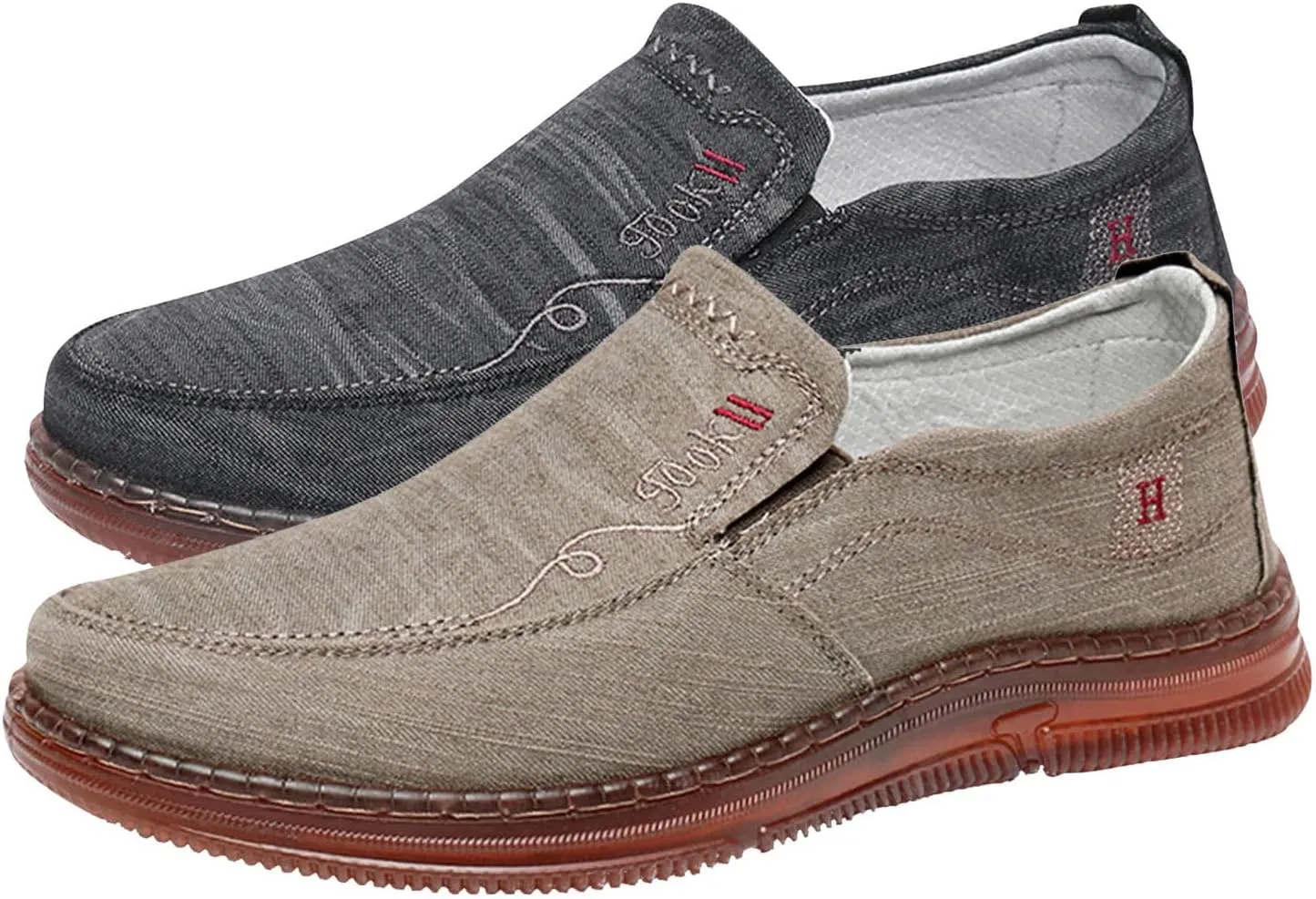Fashion Spring Summer Men Casual Shoes Flat Bottom Thick Sole Non Slip Solid Canvas Upper Slip On Comfortable Cool Shoes