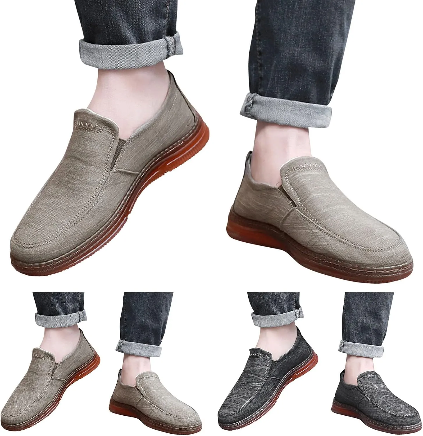 Fashion Spring Summer Men Casual Shoes Flat Bottom Thick Sole Non Slip Solid Canvas Upper Slip On Comfortable Cool Shoes