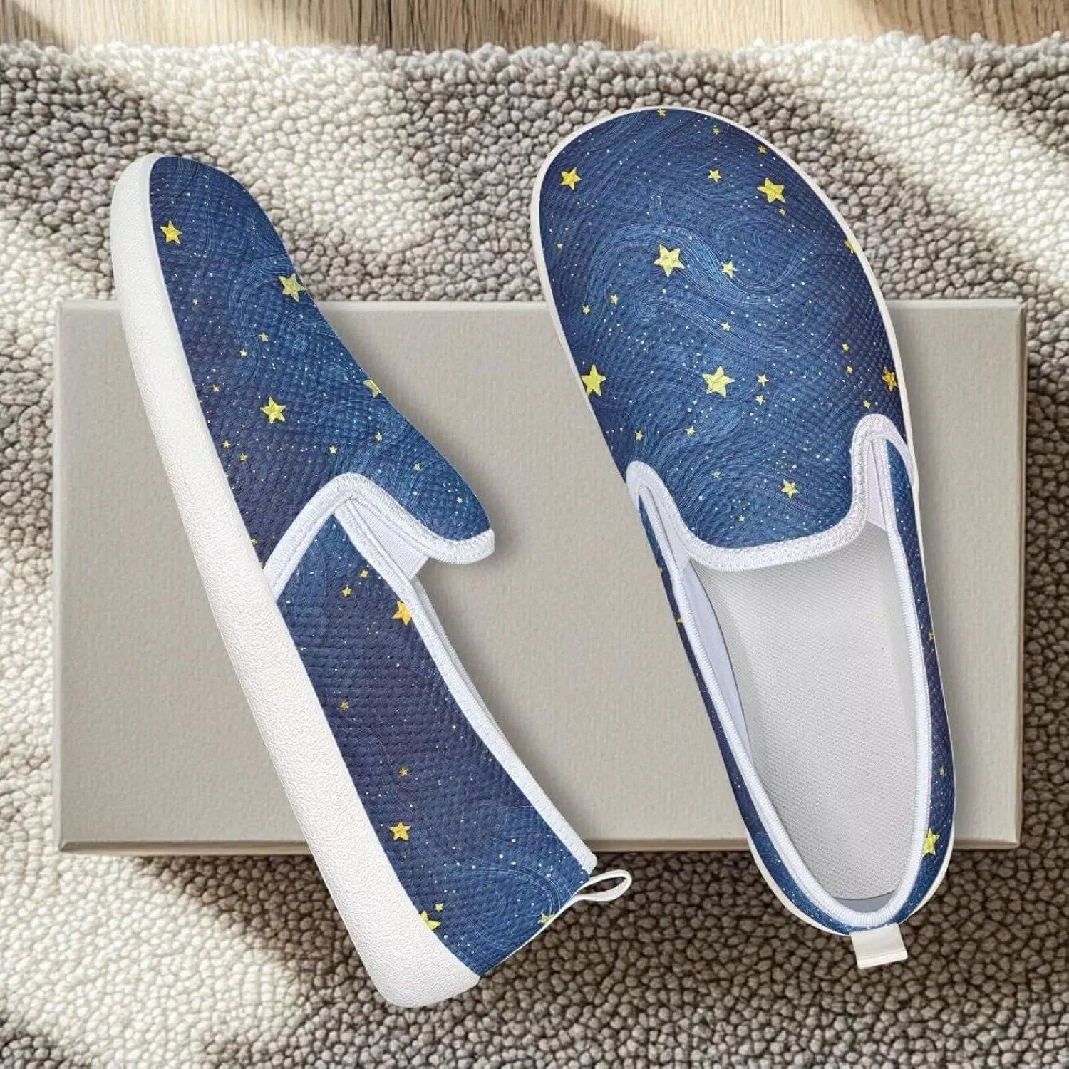 Fashion Wide Barefoot for Women Printing Shoes Lightweight Walking Casual Slip Ons Comfortable Art Painted Soft Shoes US Size 6-11