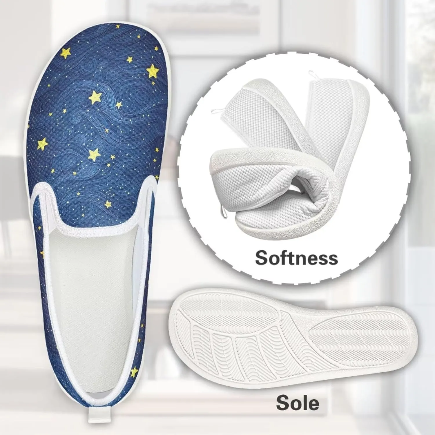 Fashion Wide Barefoot for Women Printing Shoes Lightweight Walking Casual Slip Ons Comfortable Art Painted Soft Shoes US Size 6-11