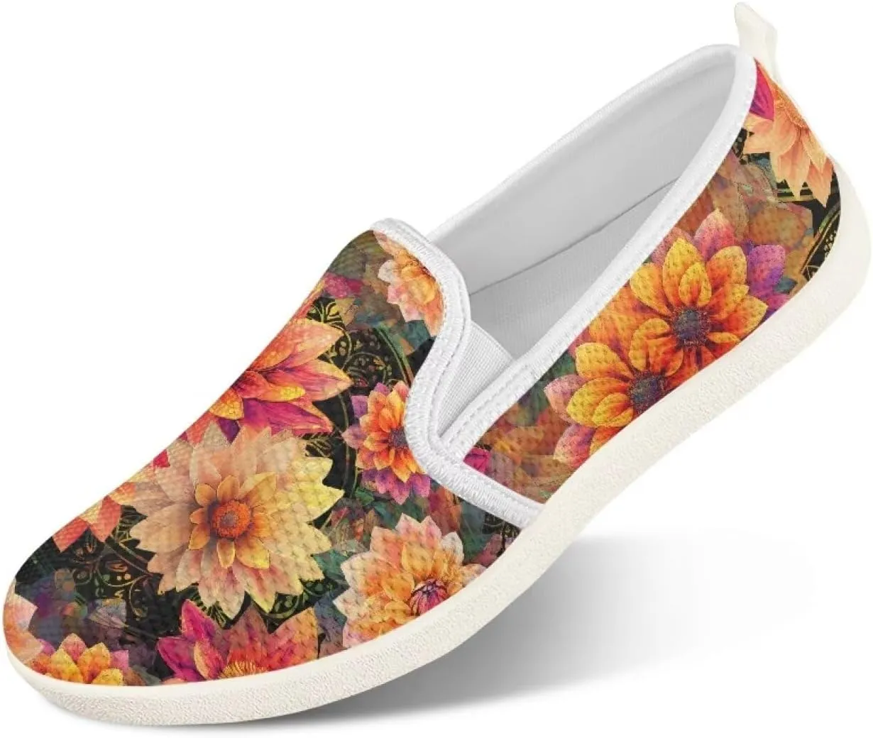 Fashion Wide Barefoot for Women Printing Shoes Lightweight Walking Casual Slip Ons Comfortable Art Painted Soft Shoes US Size 6-11