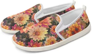 Fashion Wide Barefoot for Women Printing Shoes Lightweight Walking Casual Slip Ons Comfortable Art Painted Soft Shoes US Size 6-11
