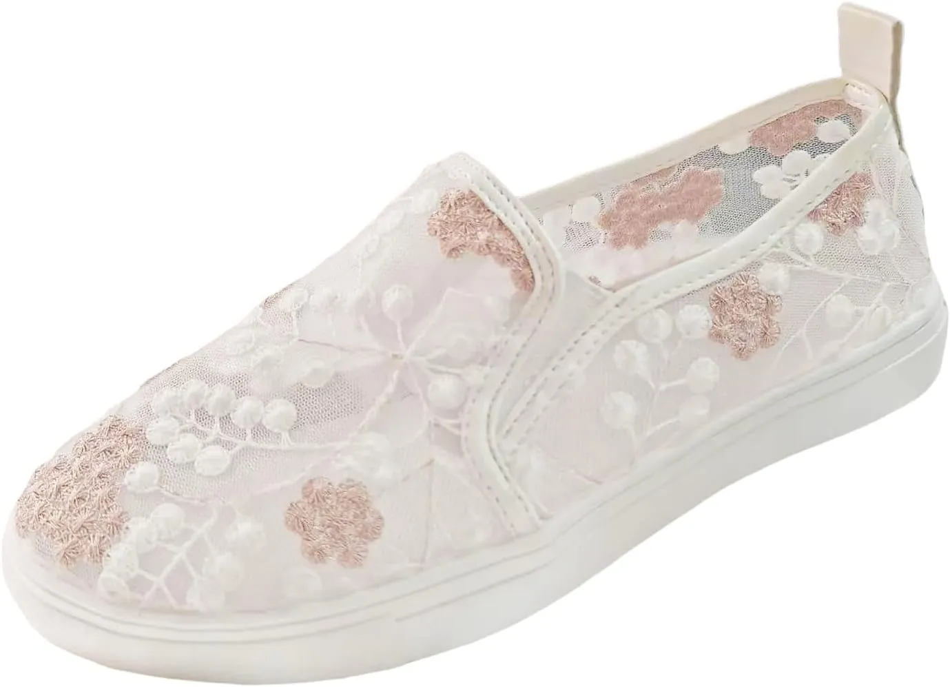 Floral Embroidery Sneakers Breathable Sheer Mesh Sneakers Lightweight Lace Mesh Casual Shoes Fashion Sneakers for Women 2024 Shoes Arch Support Comfortable Sneakers Dressy Walking Sneakers