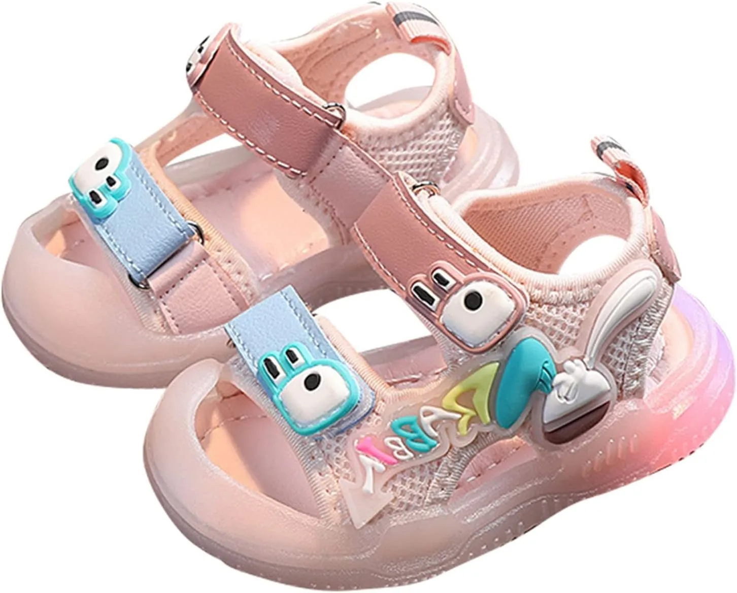 Generic Toddler Baby Boys Girls Light Up Flat Comfortable Soft Sandals Cartoon Animal Sandals Outdoor Non Slip Shoes