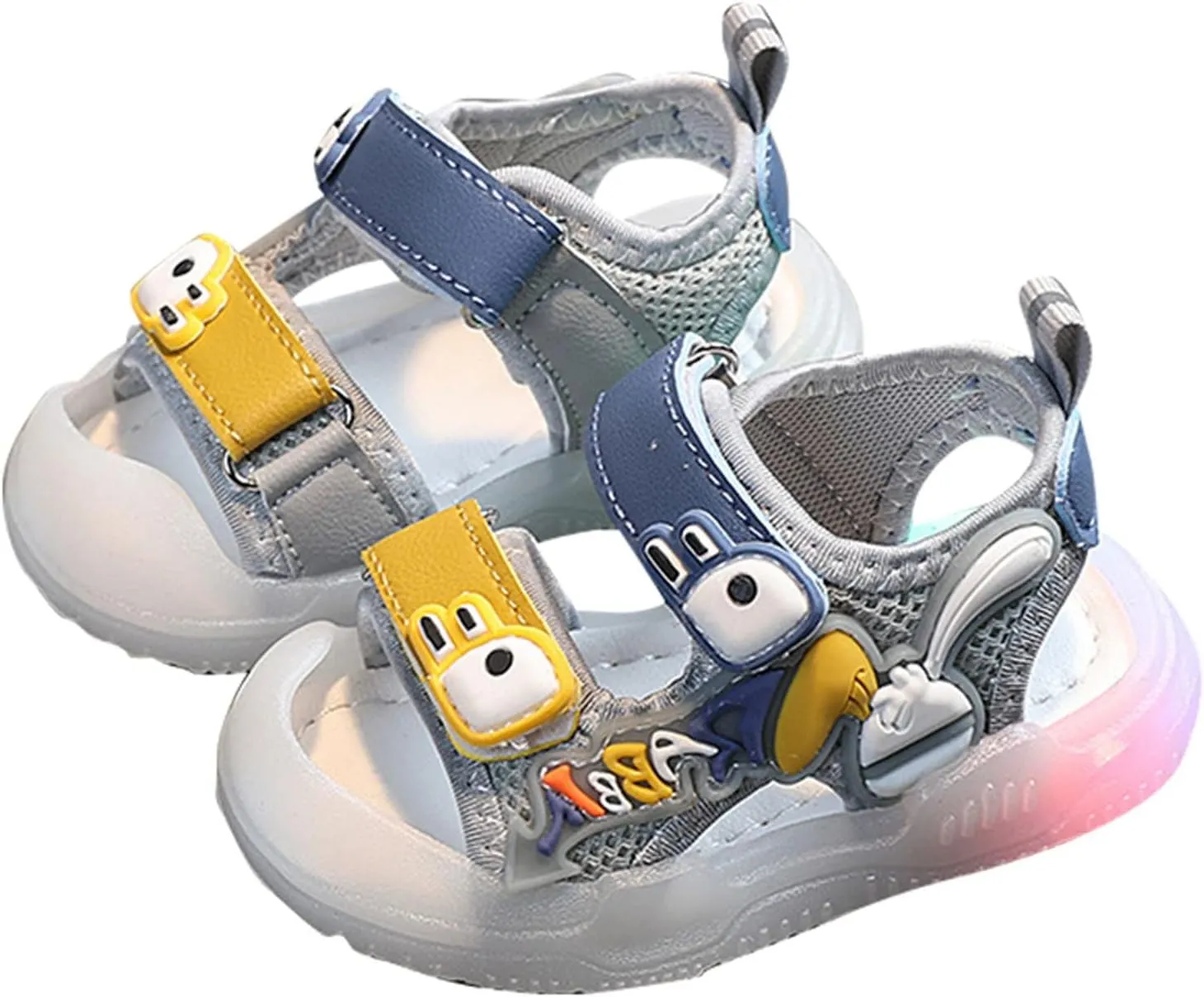 Generic Toddler Baby Boys Girls Light Up Flat Comfortable Soft Sandals Cartoon Animal Sandals Outdoor Non Slip Shoes