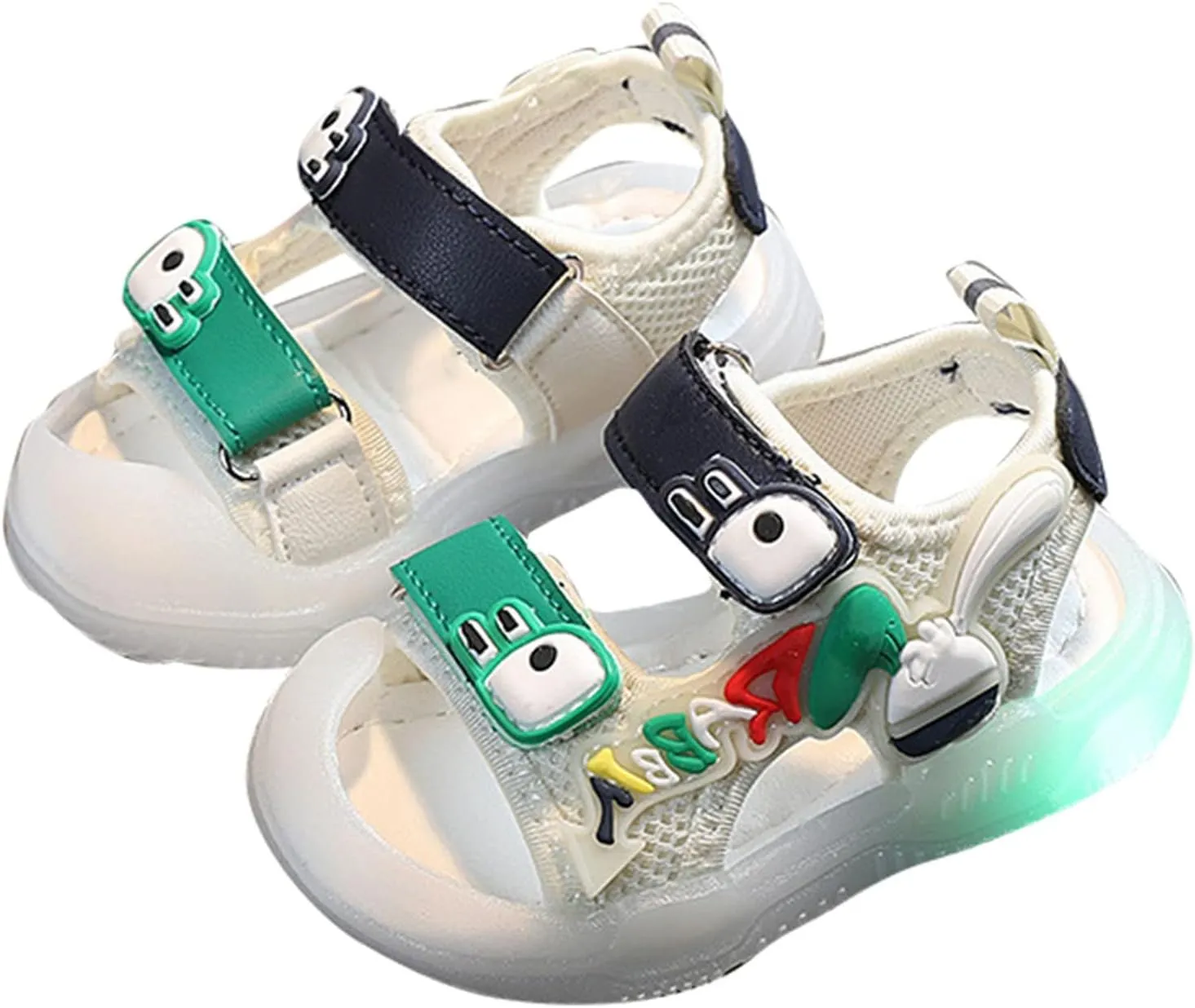 Generic Toddler Baby Boys Girls Light Up Flat Comfortable Soft Sandals Cartoon Animal Sandals Outdoor Non Slip Shoes