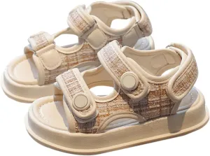 Girls Flip Flops Size 13 Kids Summer New Rubber Sole Light and Breathable Children's Fashion Personality Beach Sandals (Beige, 9 Toddler)
