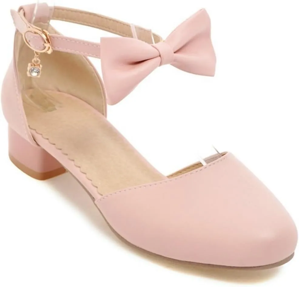 Girls Kids Bow Sandals High Heel Dress Dance Shoes Little Kid Summer Outdoor Light Loafers Comfy Trendy Casual Shoes