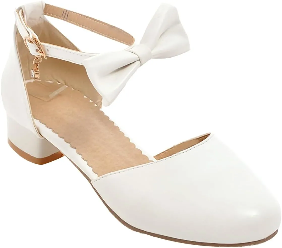 Girls Kids Bow Sandals High Heel Dress Dance Shoes Little Kid Summer Outdoor Light Loafers Comfy Trendy Casual Shoes
