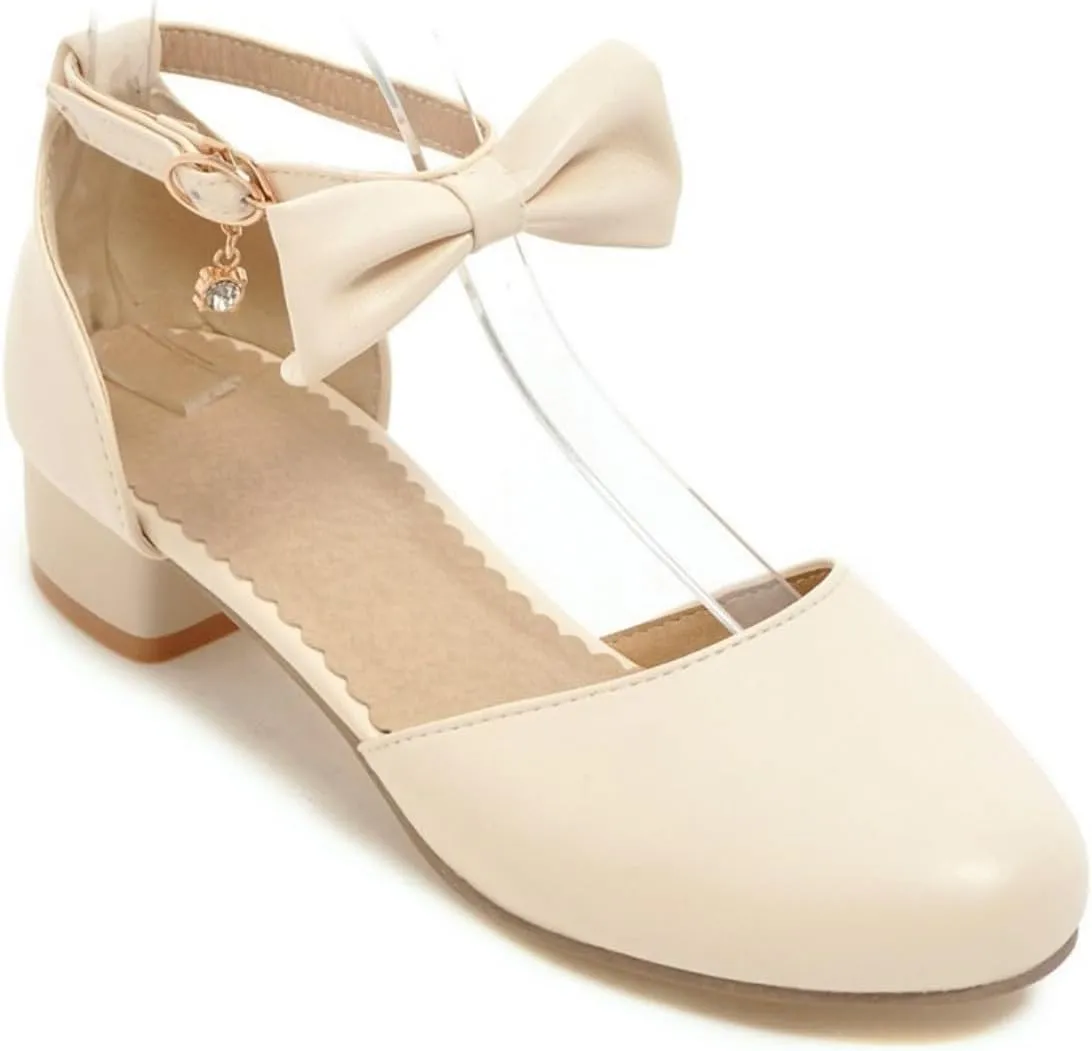 Girls Kids Bow Sandals High Heel Dress Dance Shoes Little Kid Summer Outdoor Light Loafers Comfy Trendy Casual Shoes