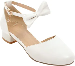 Girls Kids Bow Sandals High Heel Dress Dance Shoes Little Kid Summer Outdoor Light Loafers Comfy Trendy Casual Shoes